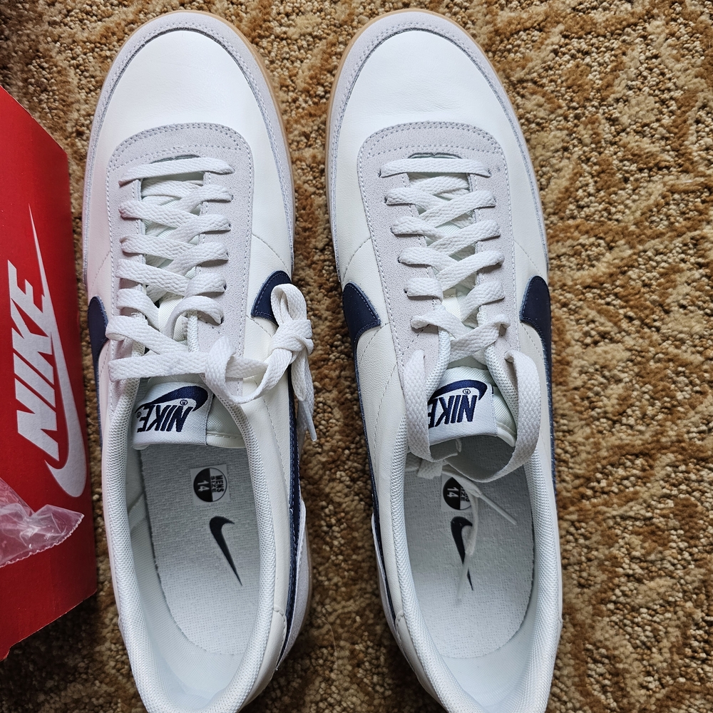 Nike Men’s White & Navy Gum-Soled Low-Top Sneakers Kill Shot - Picture 2 of 4